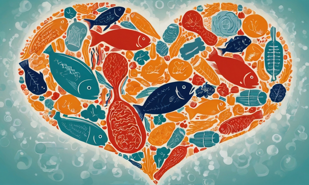 Grafika z Omega-3 w kształcie serca