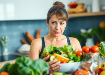 Kobieta po 40-tce w kuchni z warzywami
