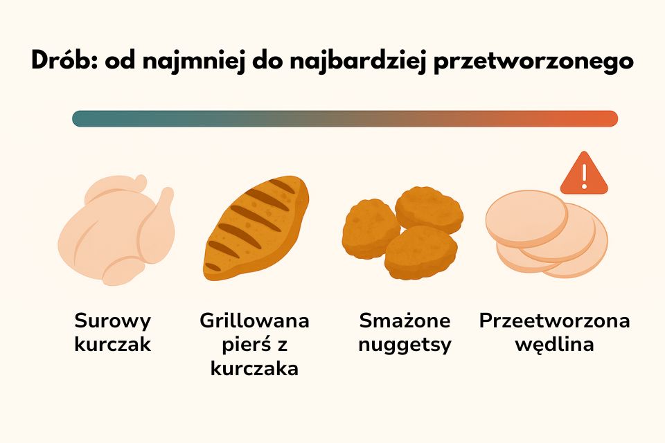 Infografika o przetworzonym drobiu