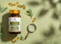My Herbs opinie (Bio Herbs) - opakowanie B Complex od Bio Herbs leży na stole koło lupy oraz kapsułek